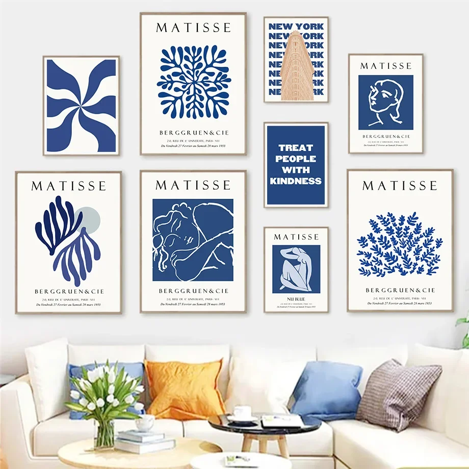Home Decor Exhibition - Skandynawskie minimalistyczne obrazy ścienne Niebieski Matisse