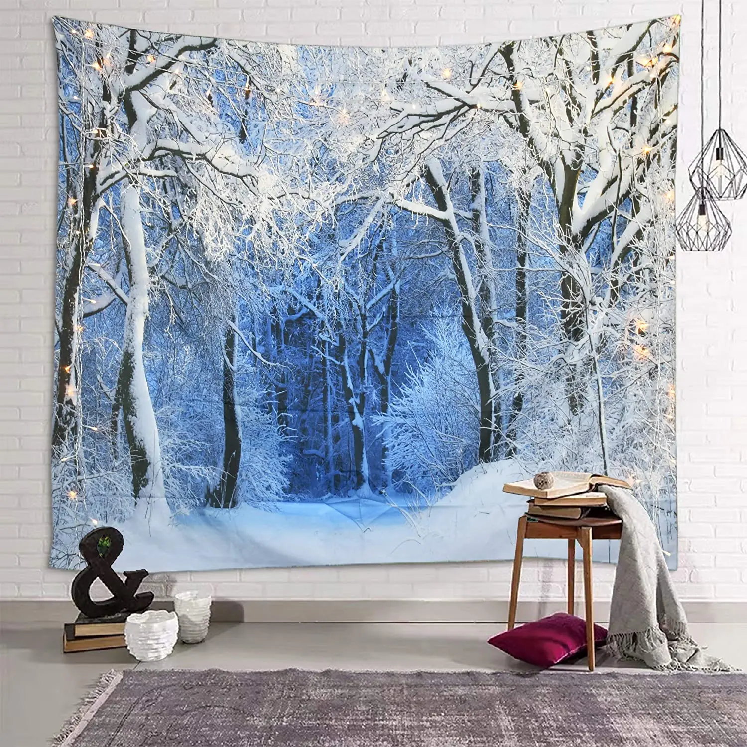 Home Decor Yoga - Świąteczny gobelin ścienny wiszący Natura Biały