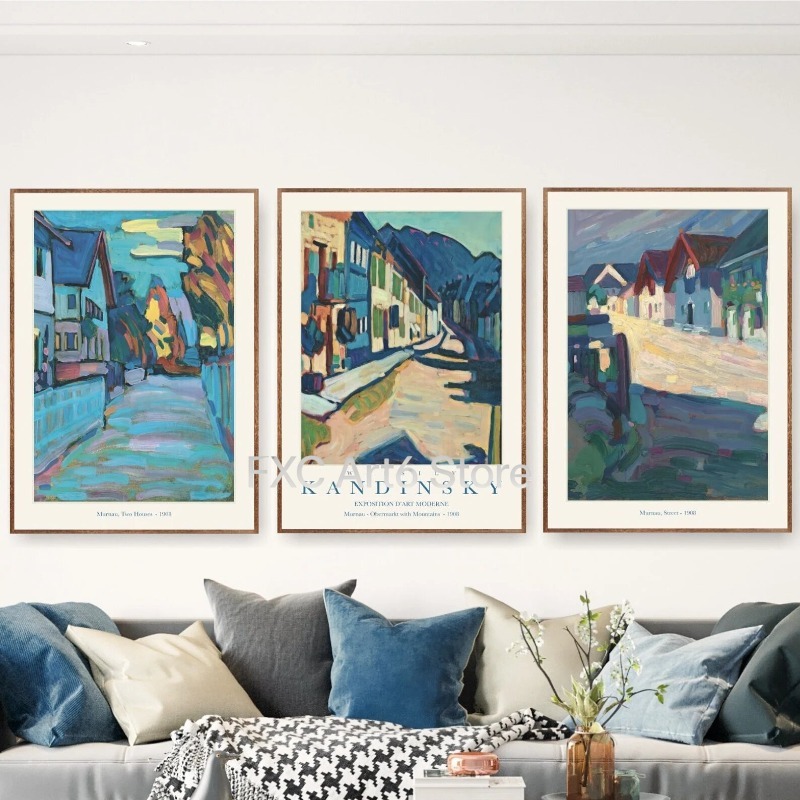 Home Decor Exhibition - 3 szt. bezramowych plakatów wystawowych Kandinsky: