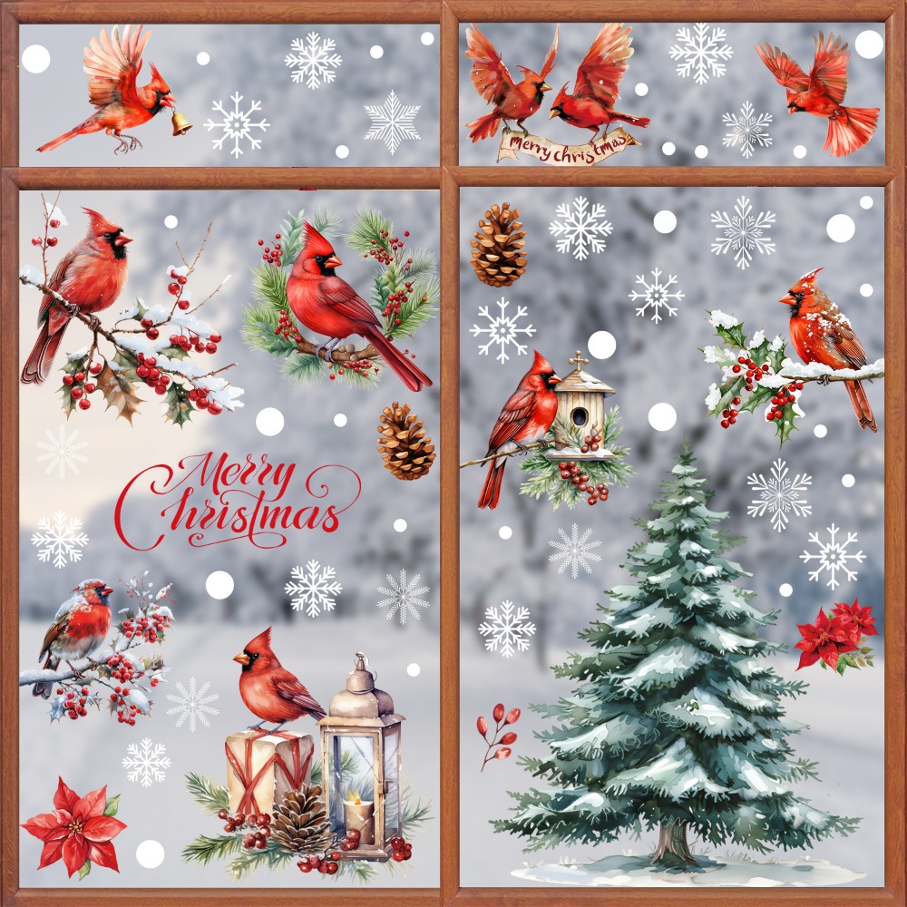 Home Decor Xmas Tree - 9 szt. Świąteczne naklejki na okno: