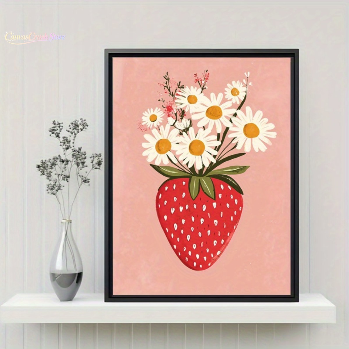 Home Decor Daisy - Ilustracja Truskawki i Stokrotki, Obrazy na
