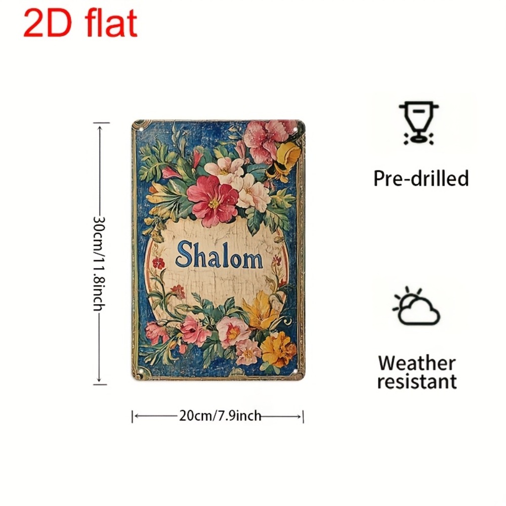 Home Decor Wall Art - CIFBUY Vintage Floral Shalom Aluminiowa Dekoracja