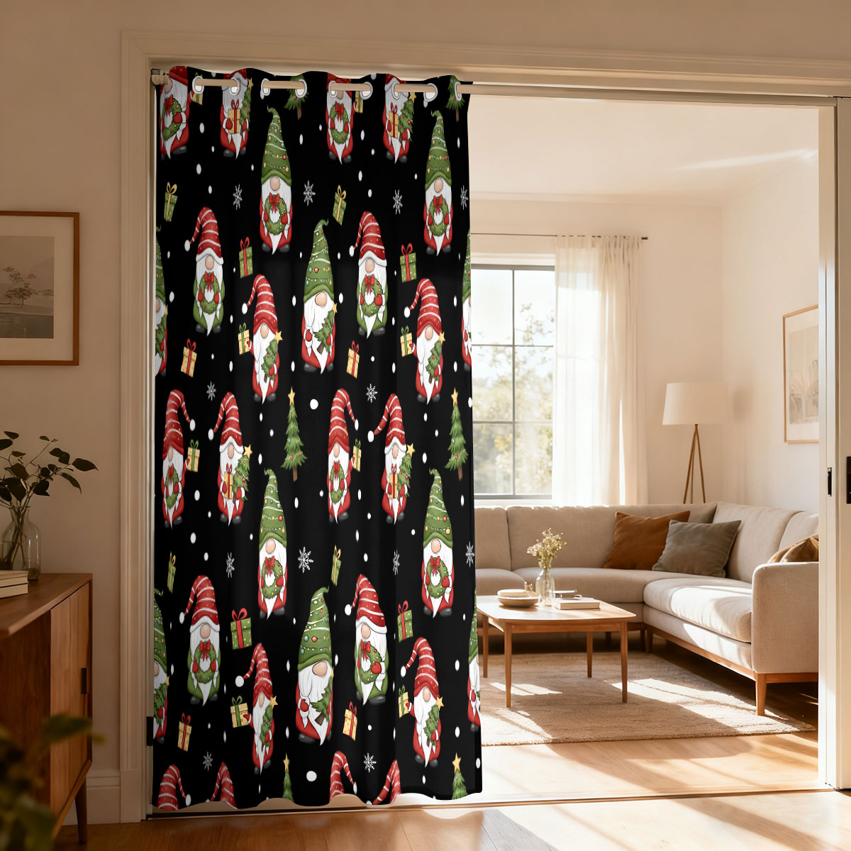Home Decor Xmas Tree - Zasłona z pojedynczą pętlą z nadrukiem