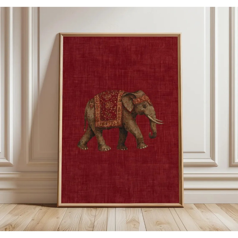 Wzór z indyjskim słoniem, czer – Home Decor Indonesia recenzja i cena