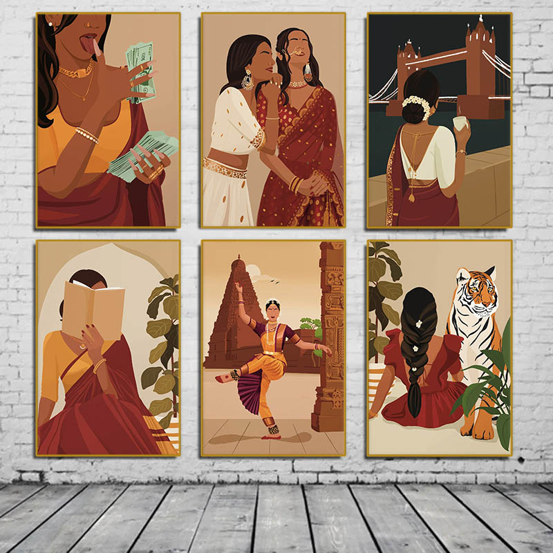 Indyjska Kobieta w Saree Czyta – Home Decor Indonesia recenzja i cena