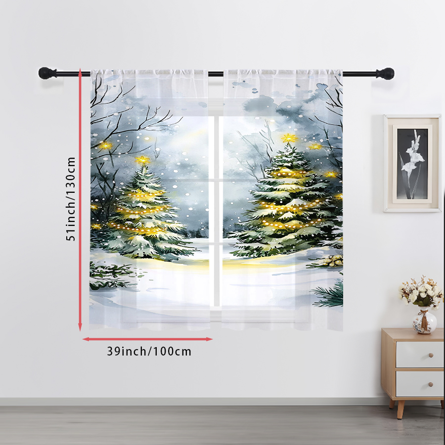 2 sztuki przezroczystych zasło – Home Decor Xmas Tree recenzja i cena