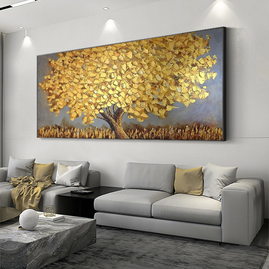 Kwitnące Złote Drzewo na Płótn – Home Decor Essentials recenzja i cena